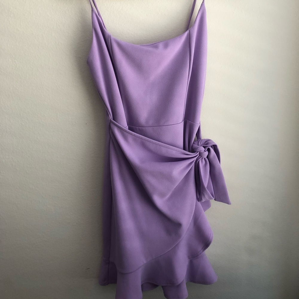 Capri Ruffle Tie Dress in Lavender, Purple Mini dress, never worn